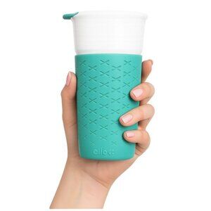Ello Ogden 16 Oz Ceramic Teal White Travel Mug Cup Coffee Tea Hot Cocoa